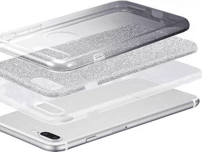 Mbështjellës silikoni ONASI 17167 për Samsung Galaxy A54, 2-në-1 me glitter të heqshëm, Silver Gray