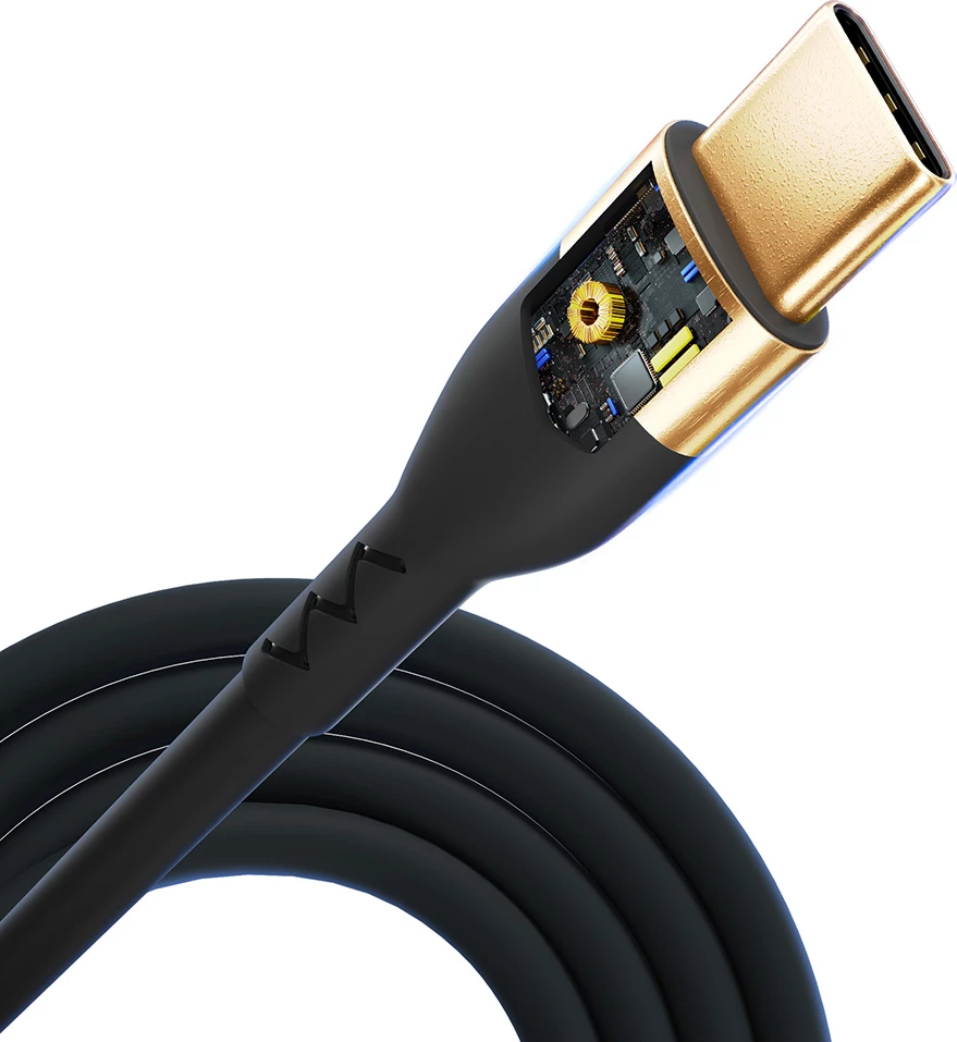 Kabllo USB-C në USB-C 3mk Hyper Silicone 2m, 100W, E zezë