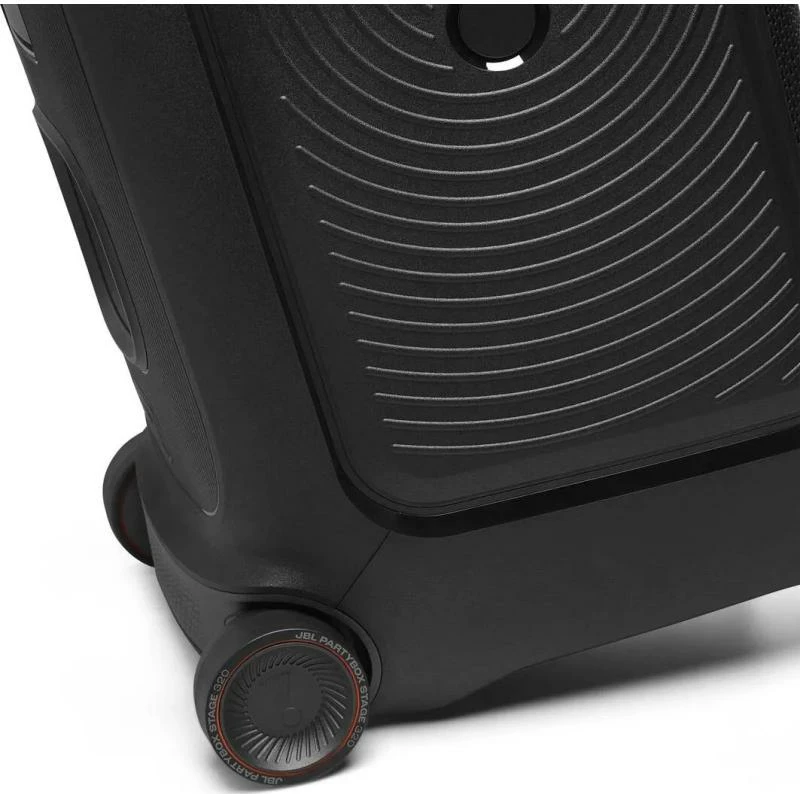 Altoparlant portativ JBL PartyBox Stage 320 JBLPBSTAGE320EP me drita LED, Bluetooth, me rrota dhe dorezë tërheqëse, ngjyrë e zezë