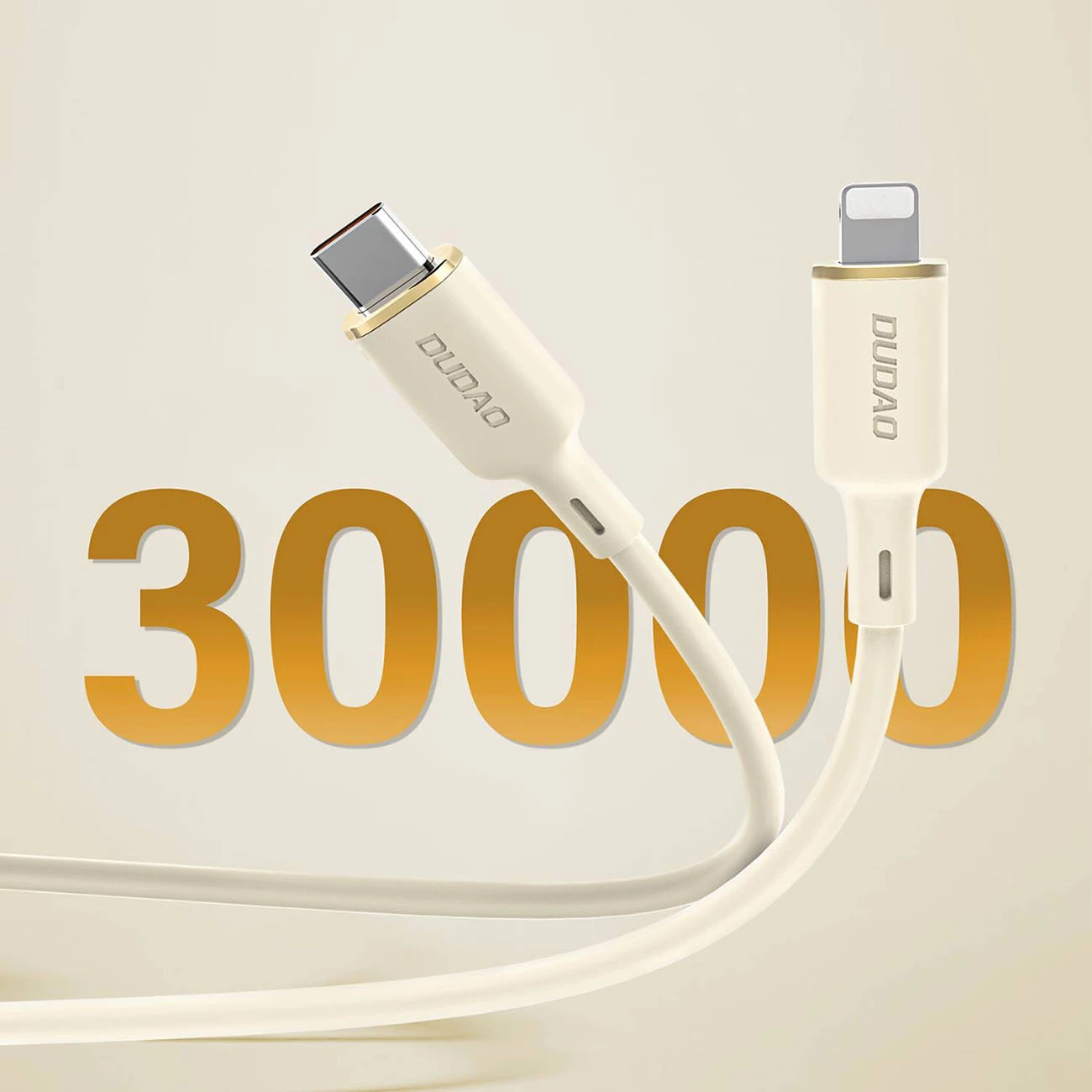 Kabllo Dudao L7SCL, USB-C në Lightning, 1m, 30W, Bezhe