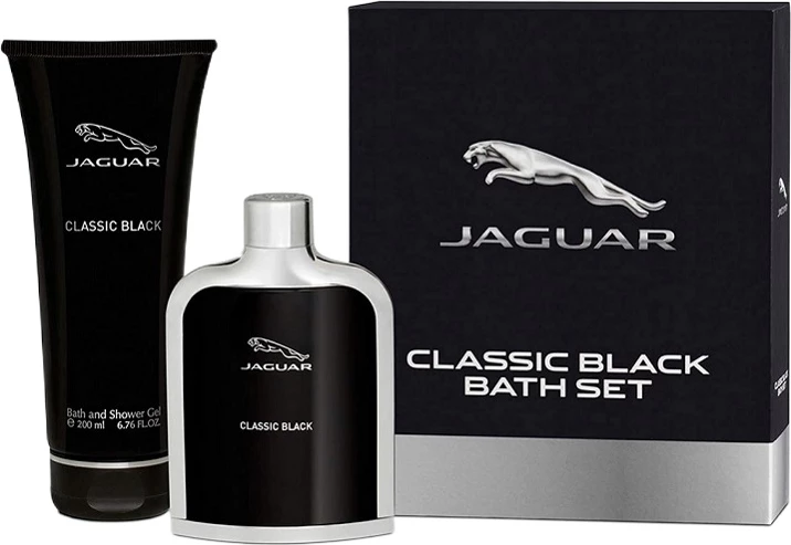 Set Eau de Toilette dhe xhel dushi Jaguar Classic Black për meshkuj, 100ml + 200ml