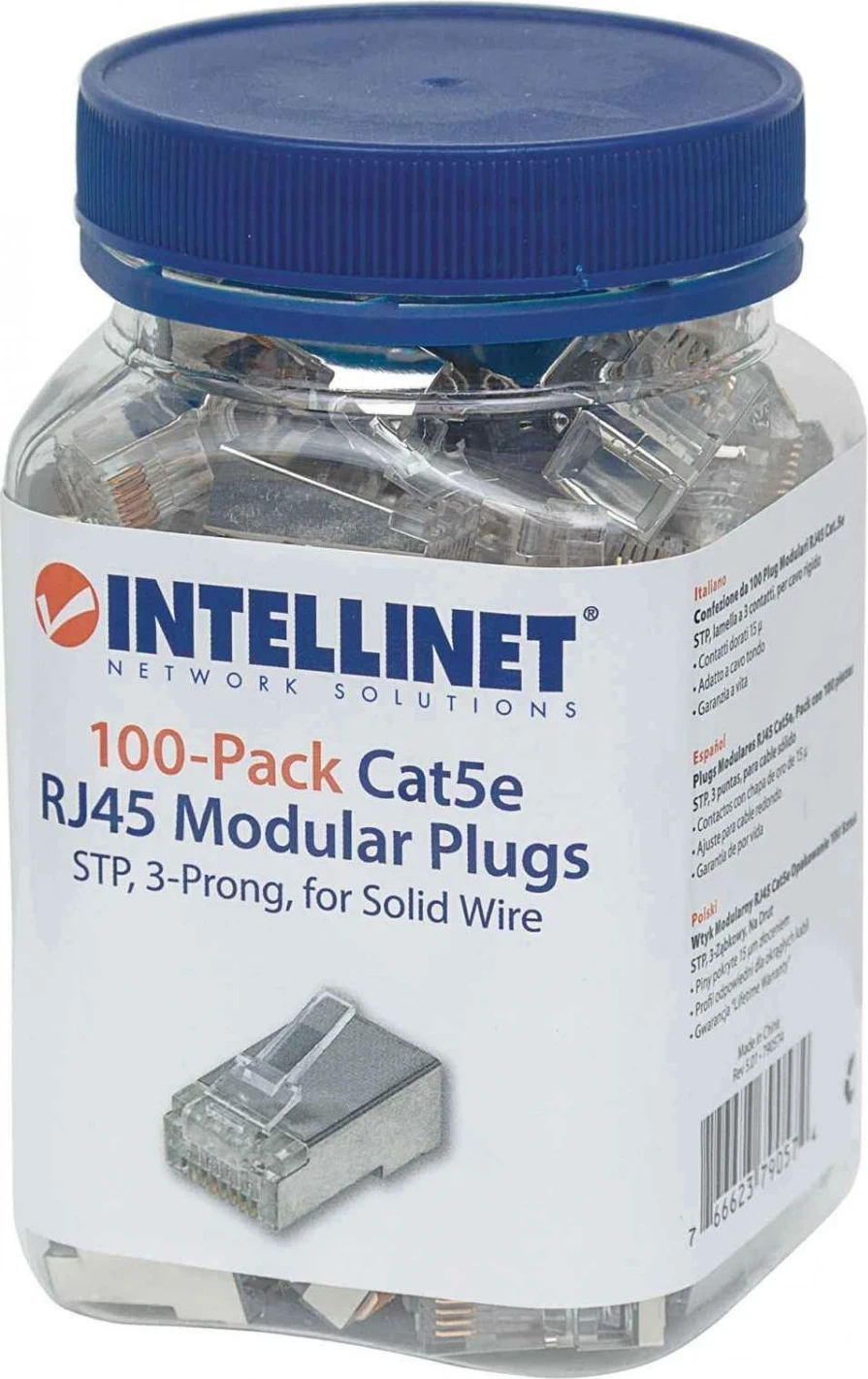 Konektorë Modularë Intellinet për Kabëll Cat5e, Pako 100 copë