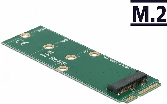 Adapter DeLOCK mSATA në M.2 Key B, për SSD 2242/2260/2280, i brendshëm, LED