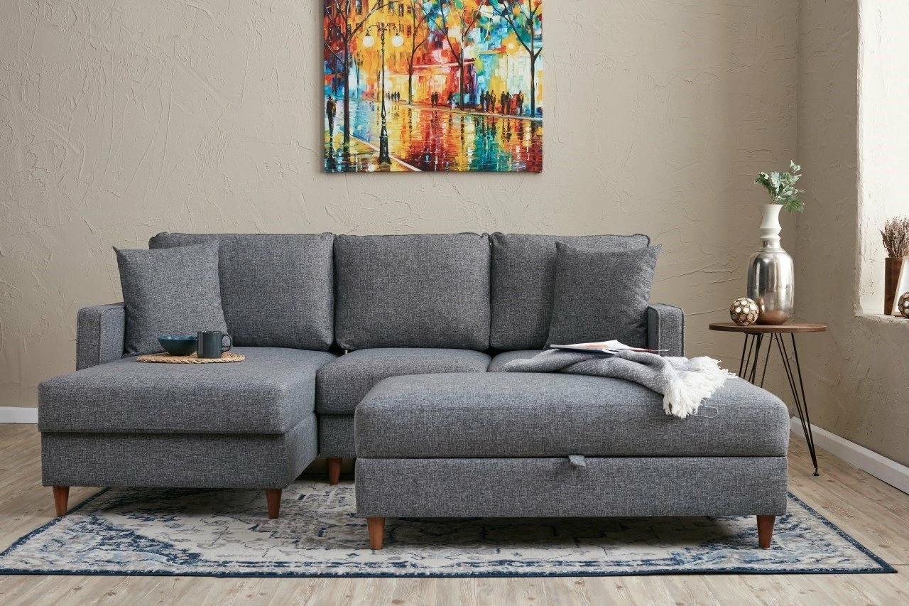 Këndare Eva, ngjyrë gri, Atelier del Sofa, pjesa e majtë
