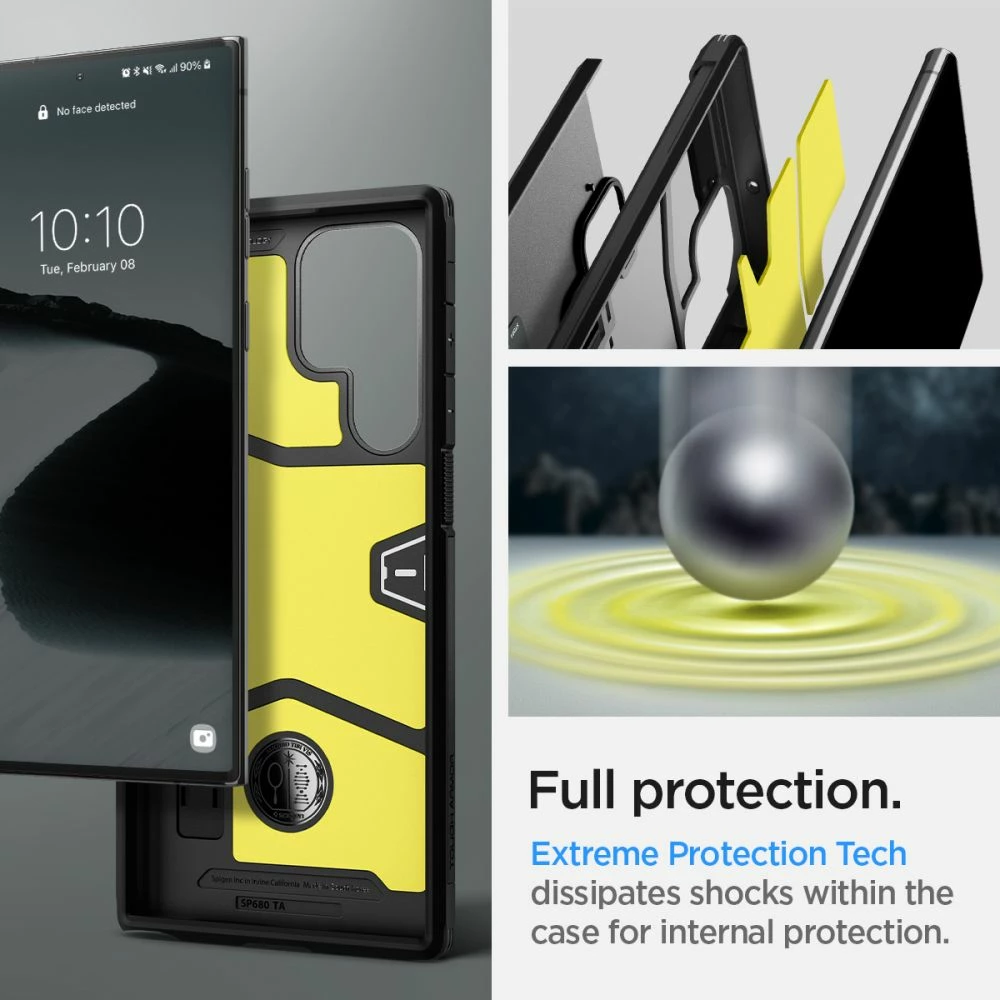 Mbështjellës Spigen Tough Armor për Samsung Galaxy S22 Ultra, i zi