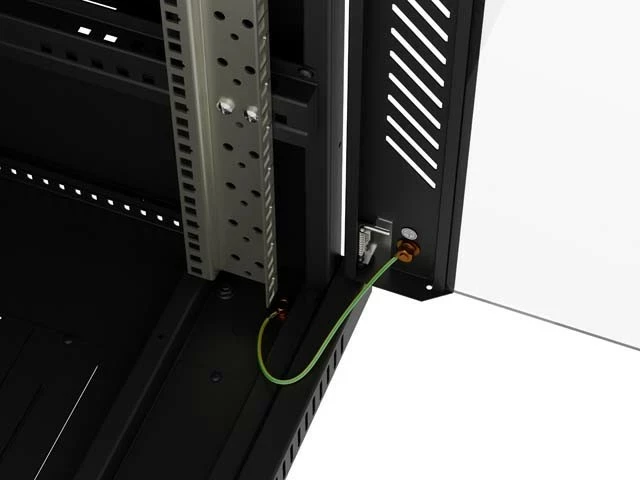 Kabinet rack LANBERG 19" 18U 600x600, me derë xhami, i zi