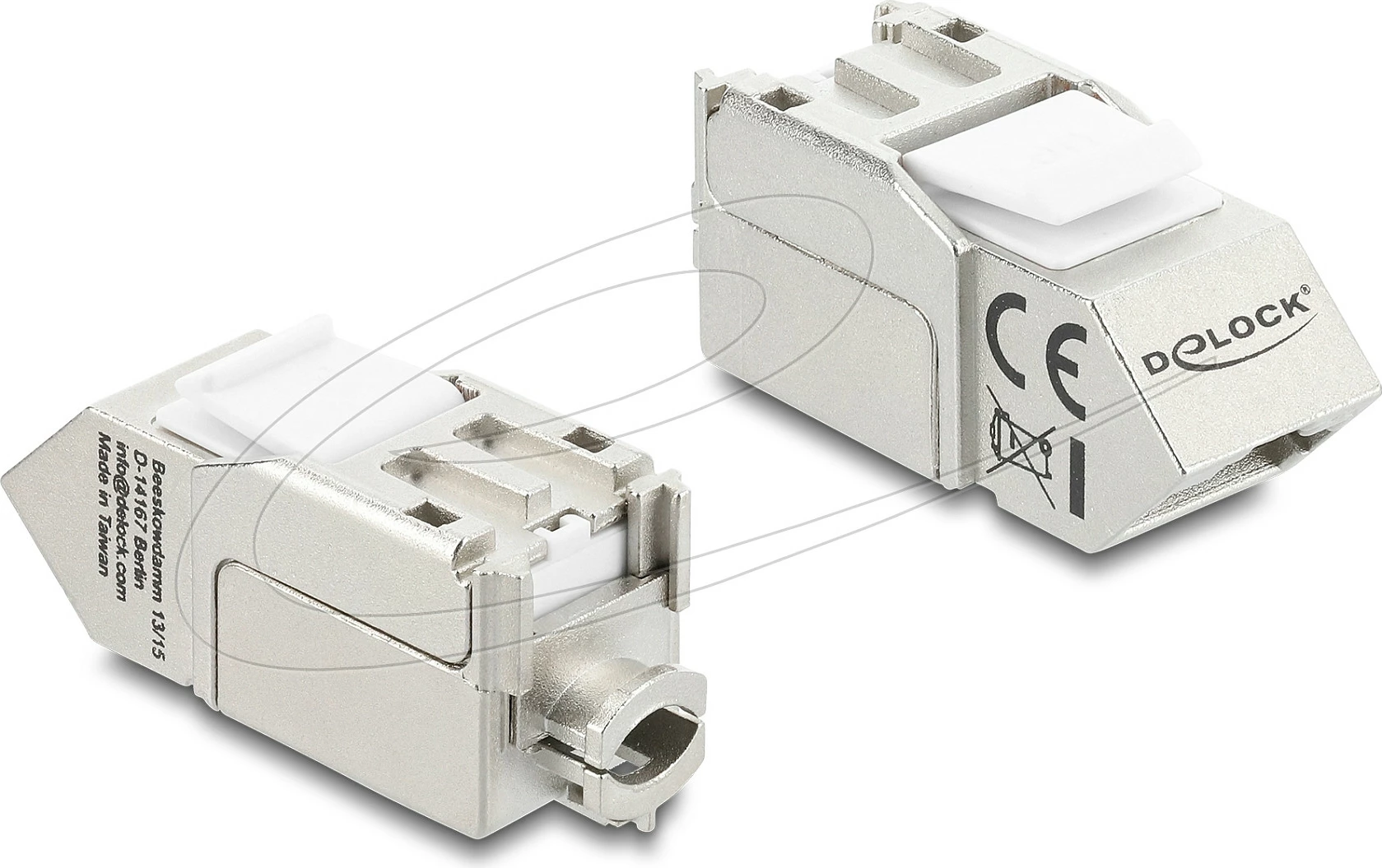 Modul keystone DeLOCK 90937, RJ45 në LSA, Cat6a, i sheshtë, 45°, i bardhë