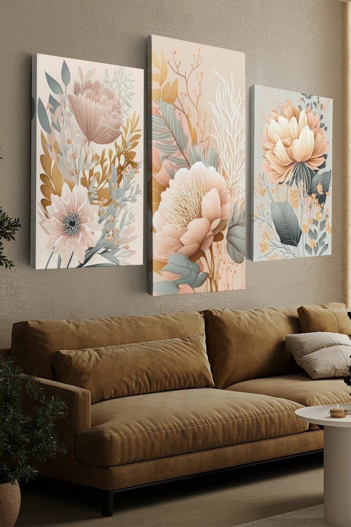 Set pikturash dekorative në kanavacë, shumëngjyrëshe, 3 copë, Wallity, Ersycnvs3Asm9