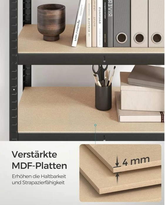 Raft i rëndë SONGMICS GLR030B21 30 x 75 x 150 cm, 5 rafte të rregullueshme, ngarkesë totale 650 kg, i zi