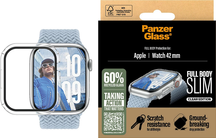Mbrojtës ekrani PanzerGlass Snappie Full Body Slim për Apple Watch 10/42mm, transparent