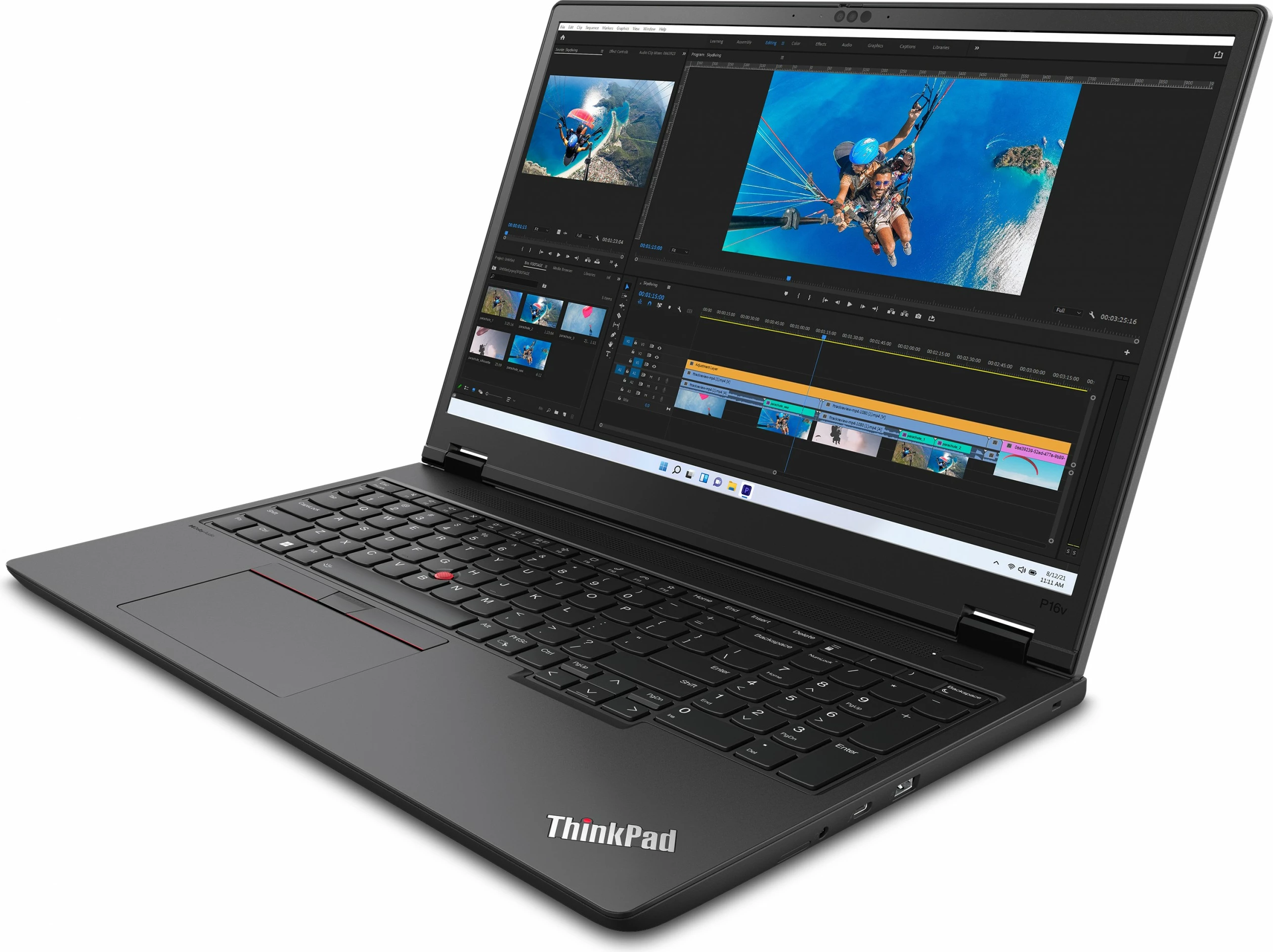 Laptop Lenovo ThinkPad P16v G2, i7-155H, 32GB RAM, 1TB SSD, RTX 500 Ada, 16", e zezë