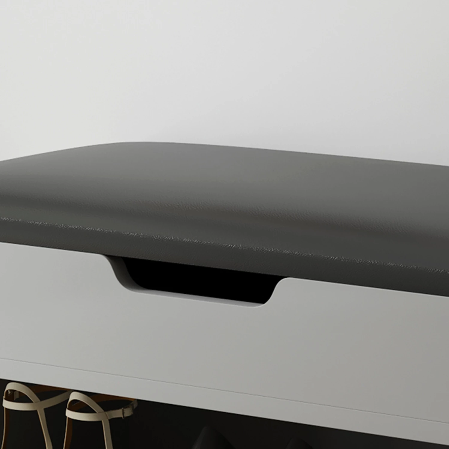 Raft këpucësh me ulëse ROMIR FH2477.05 melaminë gri-antracit ulëse PU 60x30x44Hcm