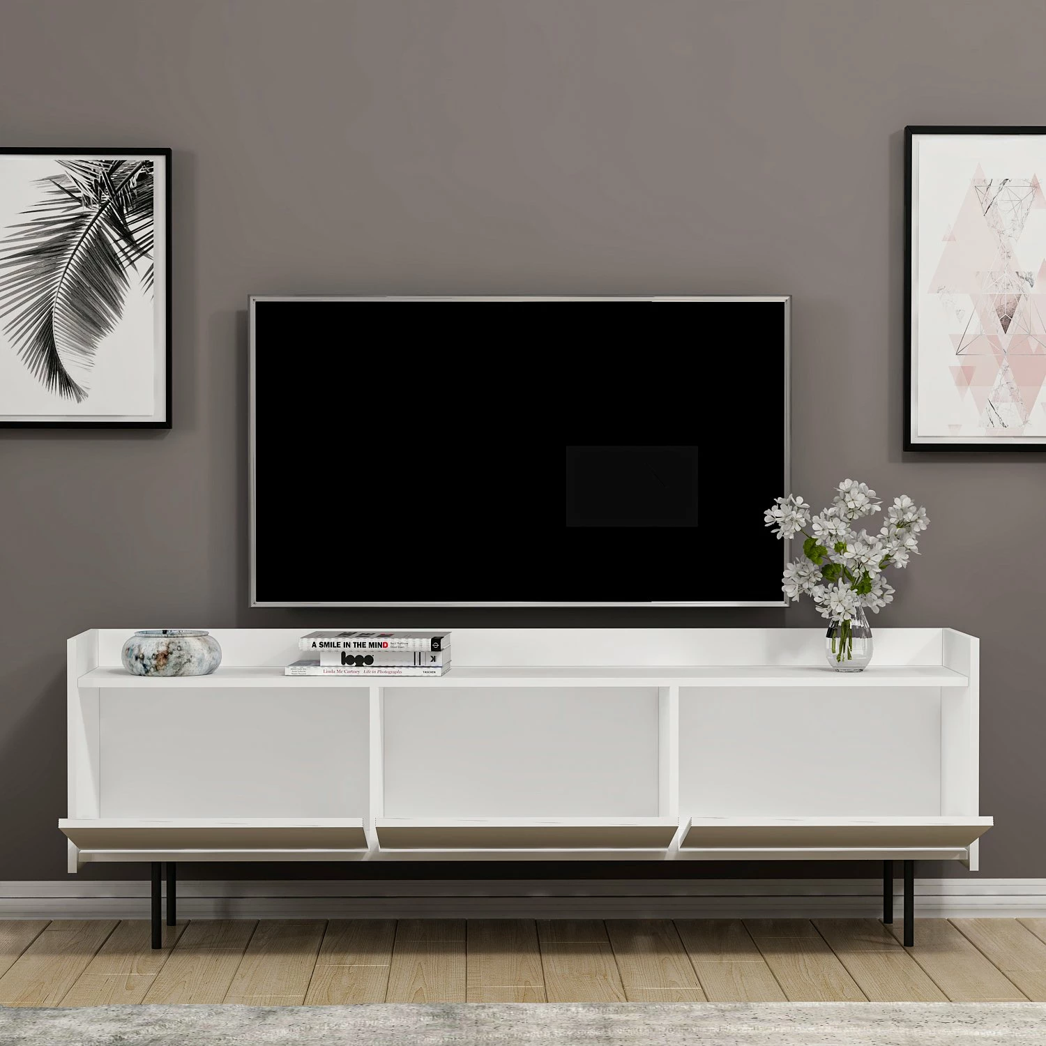 Komodë TV Hanah Home, Atlas, e bardhë