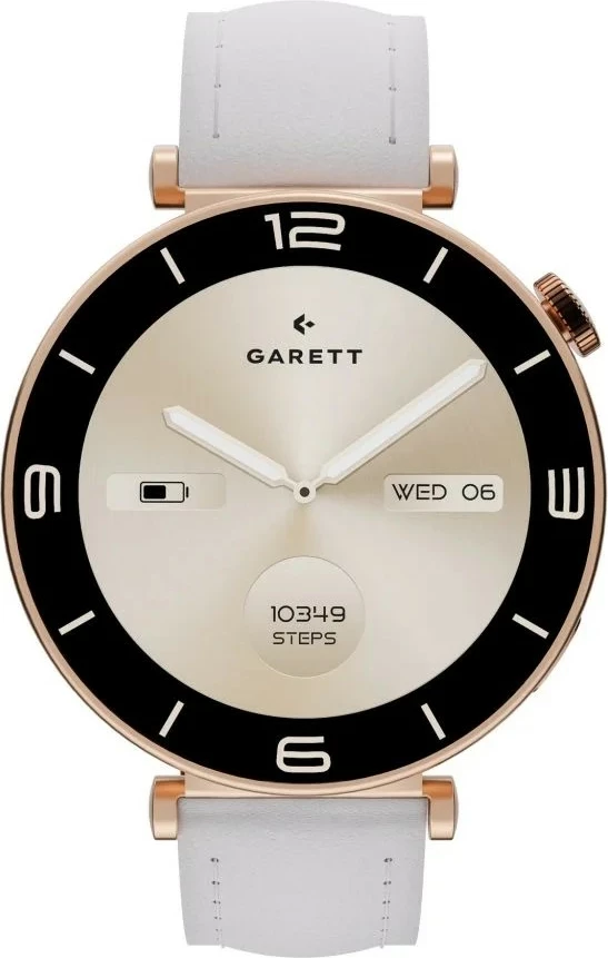 Smartwatch Garett Rose, AMOLED 1.32", 466x466, IP67, Bluetooth thirrje, bateri 260 mAh, ari rozë (mesh), set me rrip mesh + rrip lëkure