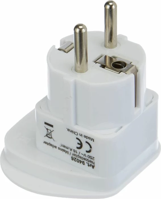 Adapter udhëtimi Goobay LIGHT on EU 94026, CEE 7/7, 250V/16A, 3680W, i bardhë