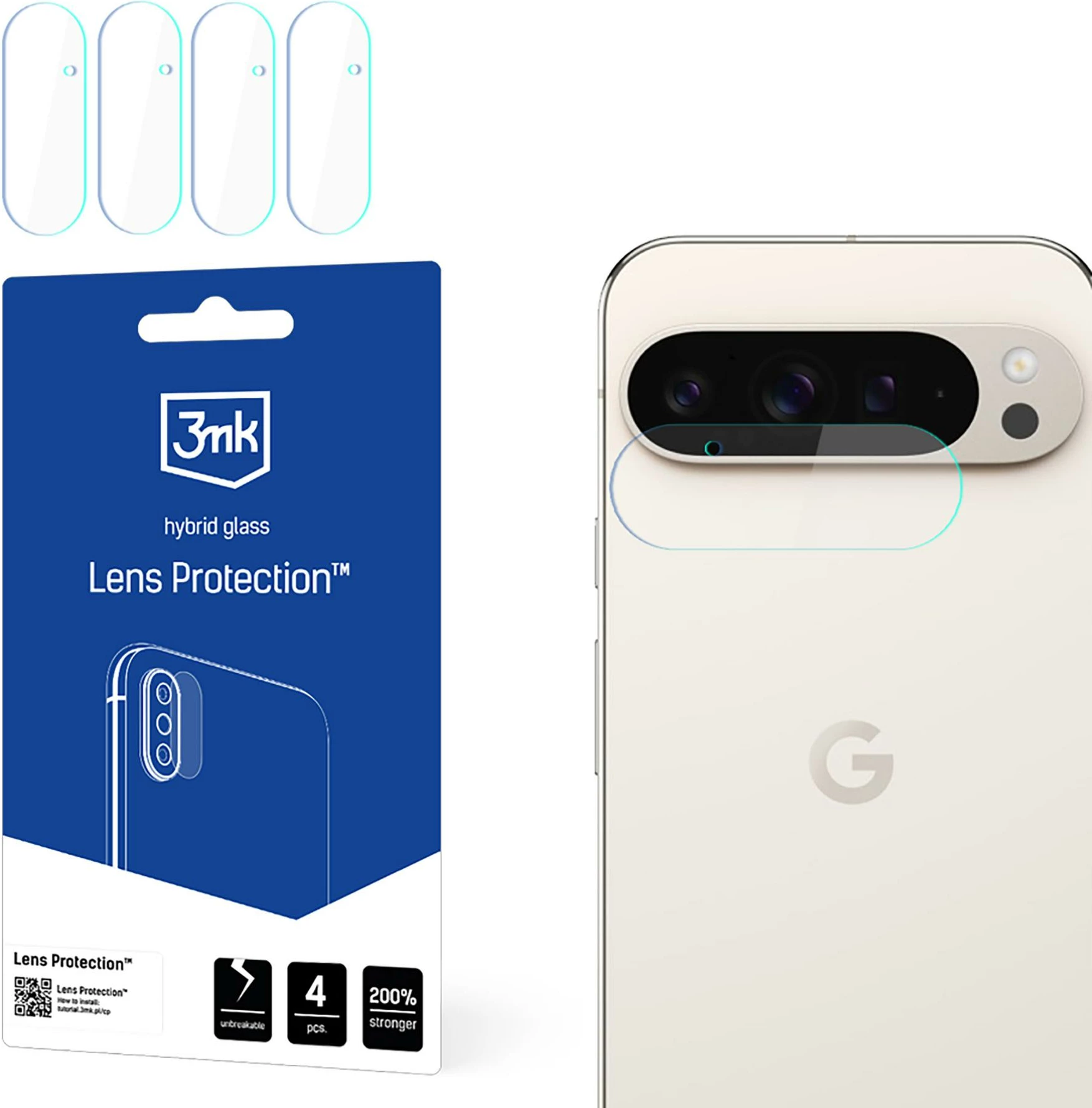 Xham hibrid mbrojtës për kamerë 3mk Protection për Google Pixel 9 Pro XL, 4 copë
