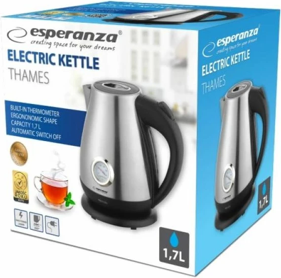 Çajnik elektrik Esperanza Thames EKK029, argjendt
