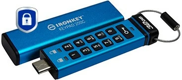 USB stick Kingston IronKey Keypad 200C 32GB USB-C blu