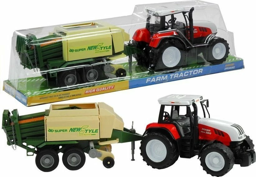 Traktor lodër Lean Sport me rimorkio presë kashte 65 cm, kuqe/jeshile, set