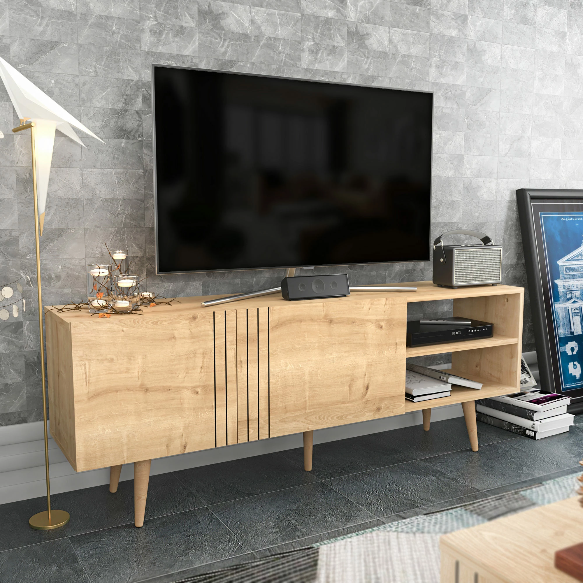 Komodë për TV Hanah Home, Ronas, ngjyrë Sapphire