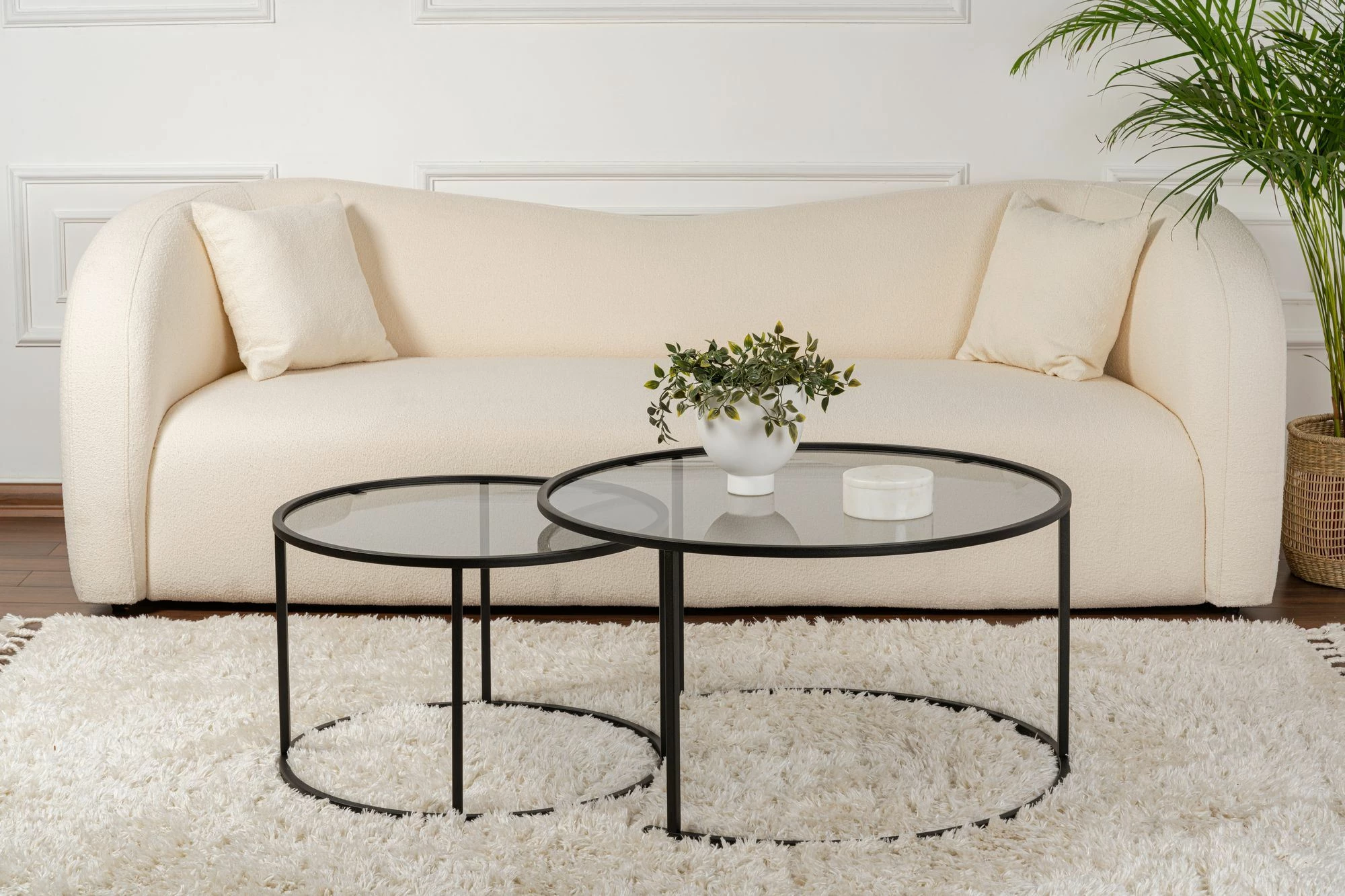 Set tavolinash kafeje Skye Decor, e zezë-gri, 80-60