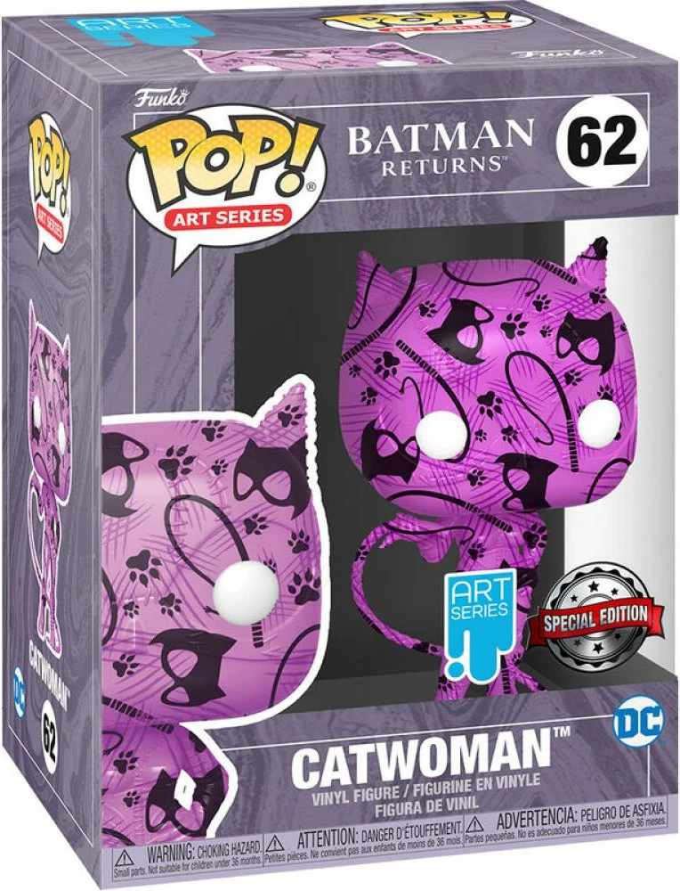 Figurinë koleksionuese Funko Pop! Art Series Batman Catwoman, vinil, ekskluzive, me kuti mbrojtëse, rozë/vjollcë