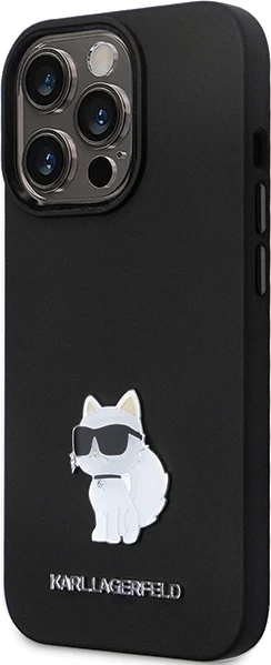 Mbështjellës Karl Lagerfeld KLHCP14LSMHCNPK për iPhone 14 Pro, silikon, Choupette, i zi