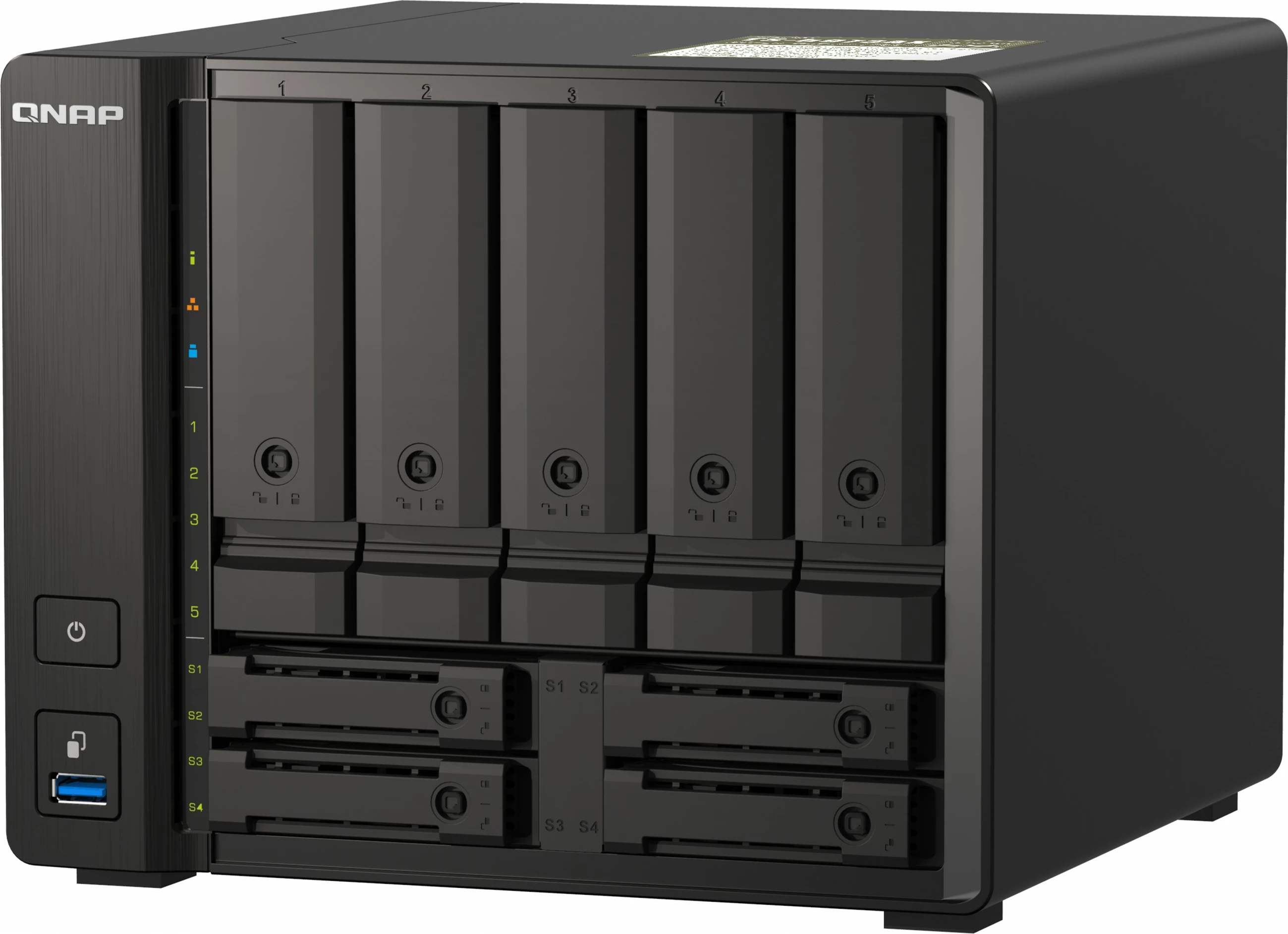 NAS QNAP, Ryzen V1500B, 32GB RAM, 9 vende disqe, e zezë
