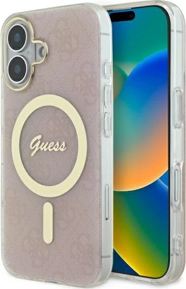 Mbështjellës Guess IML 4G MagSafe për iPhone 16, Rozë