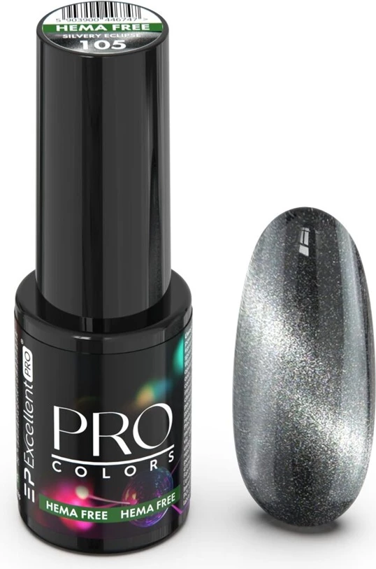 Llak për thonj për femra Excellent PRO Pro Colors Hema Free CatEye 105 Silvery Eclipse 7g