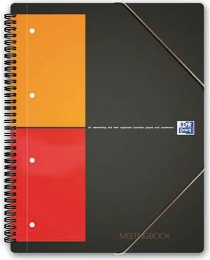 Fletore me spirale OXFORD Meetingbook, kapak i fortë, seksione, elastik për mbyllje