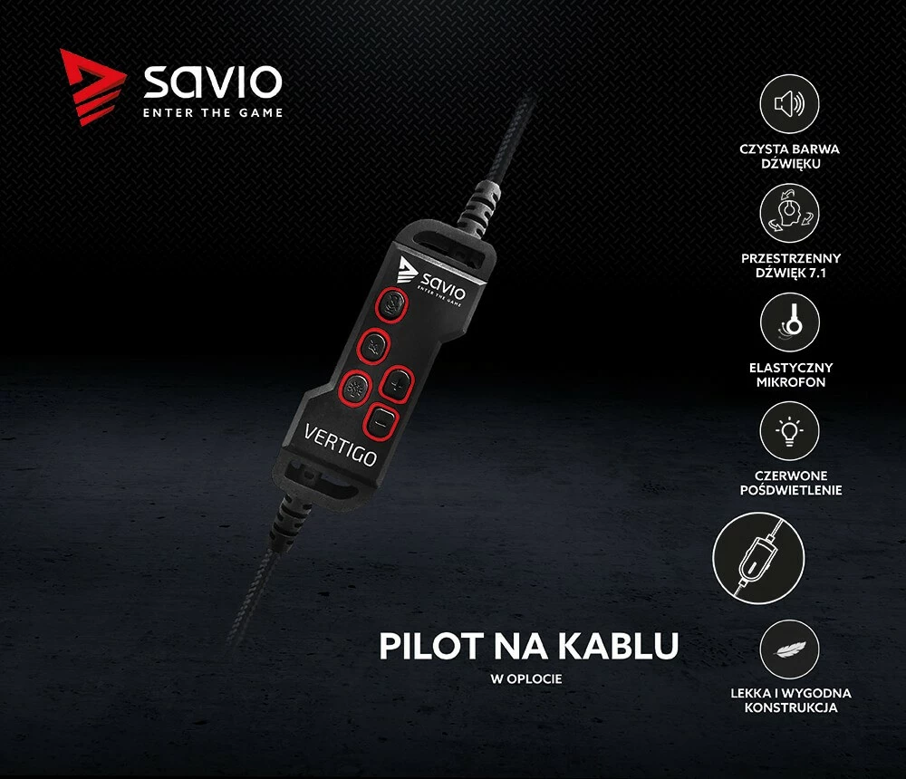 Kufje gaming Savio Vertigo me mikrofon, Surround 7.1, USB, të zeza