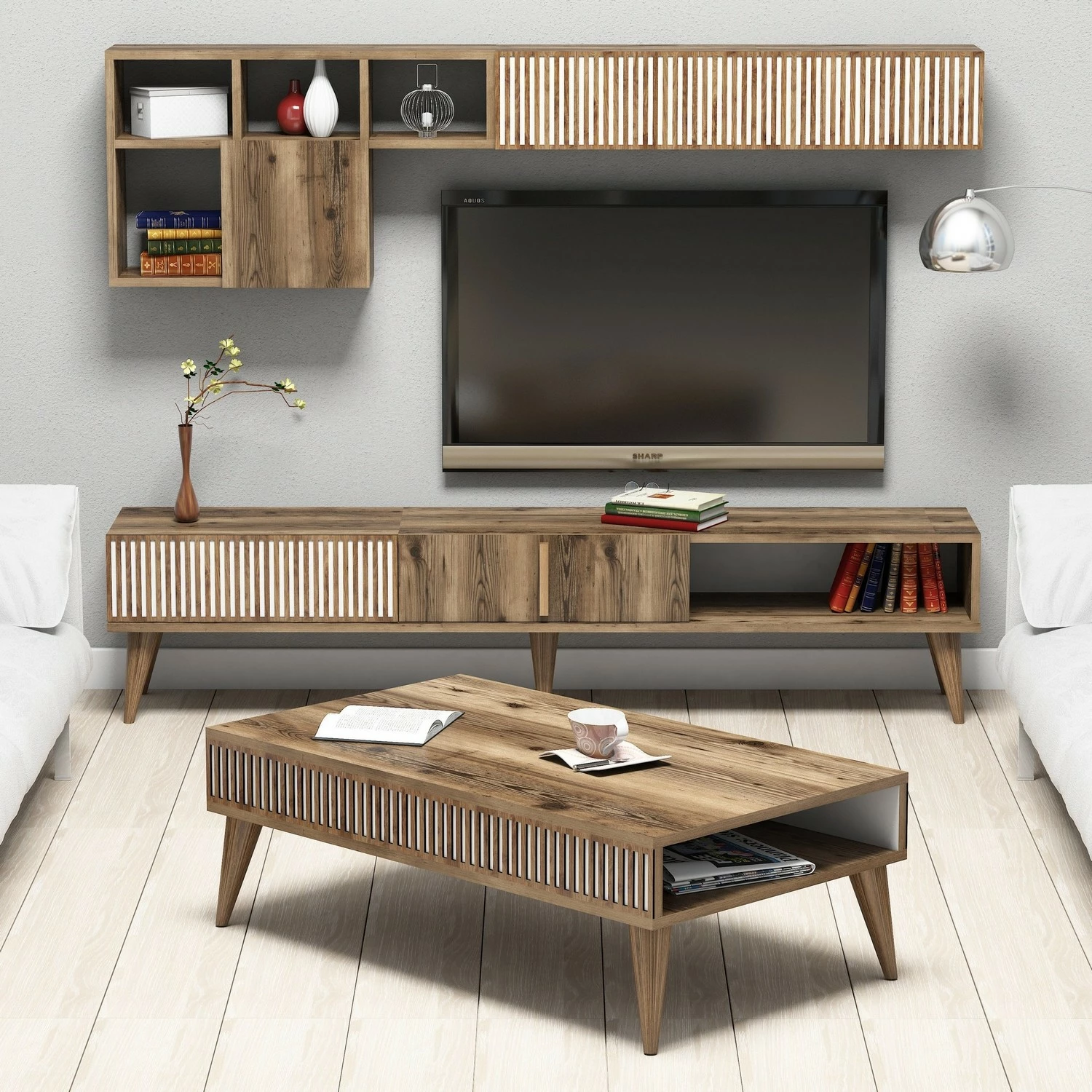 Set mobiljesh për dhomë dite, Milan, ngjyrë arre