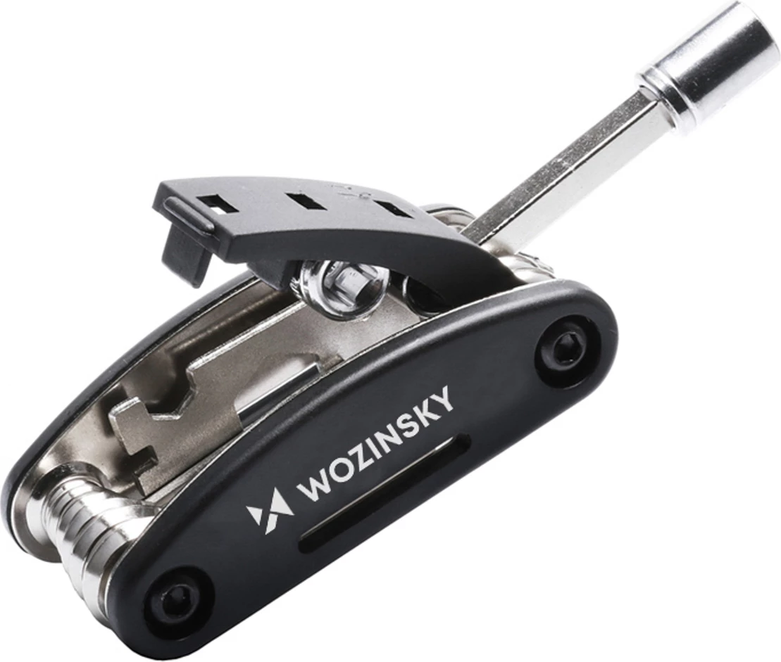 set mjetesh multifunksional për riparim biçiklete Wozinsky WWZ-01N 16-në-1, çelik karbonik i galvanizum, 205 g, 9 x 4.4 cm, zi
