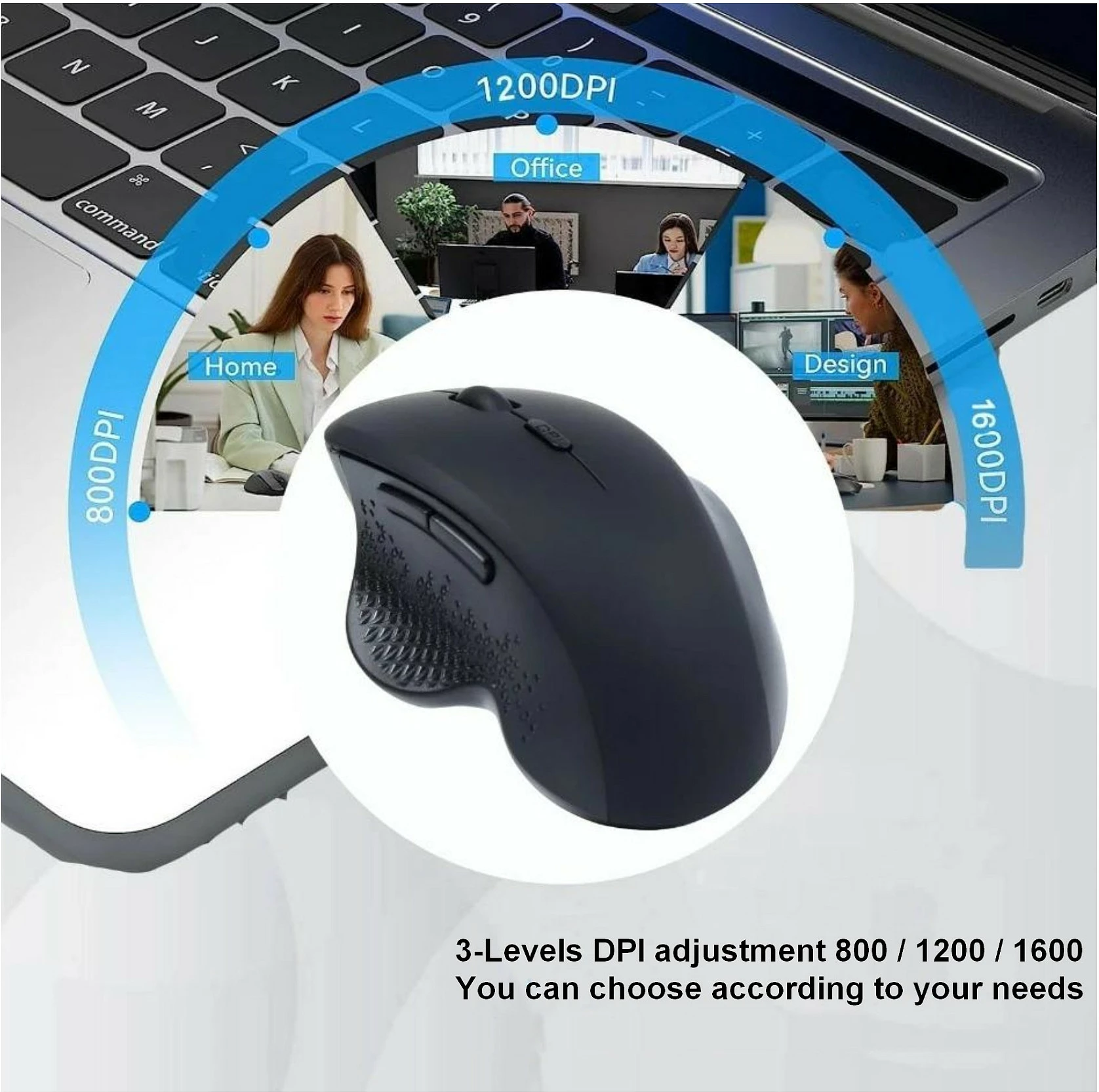 Maus wireless EQUIP Komfortmaus Dual Mode, 6 butona, 1600 DPI, i zi