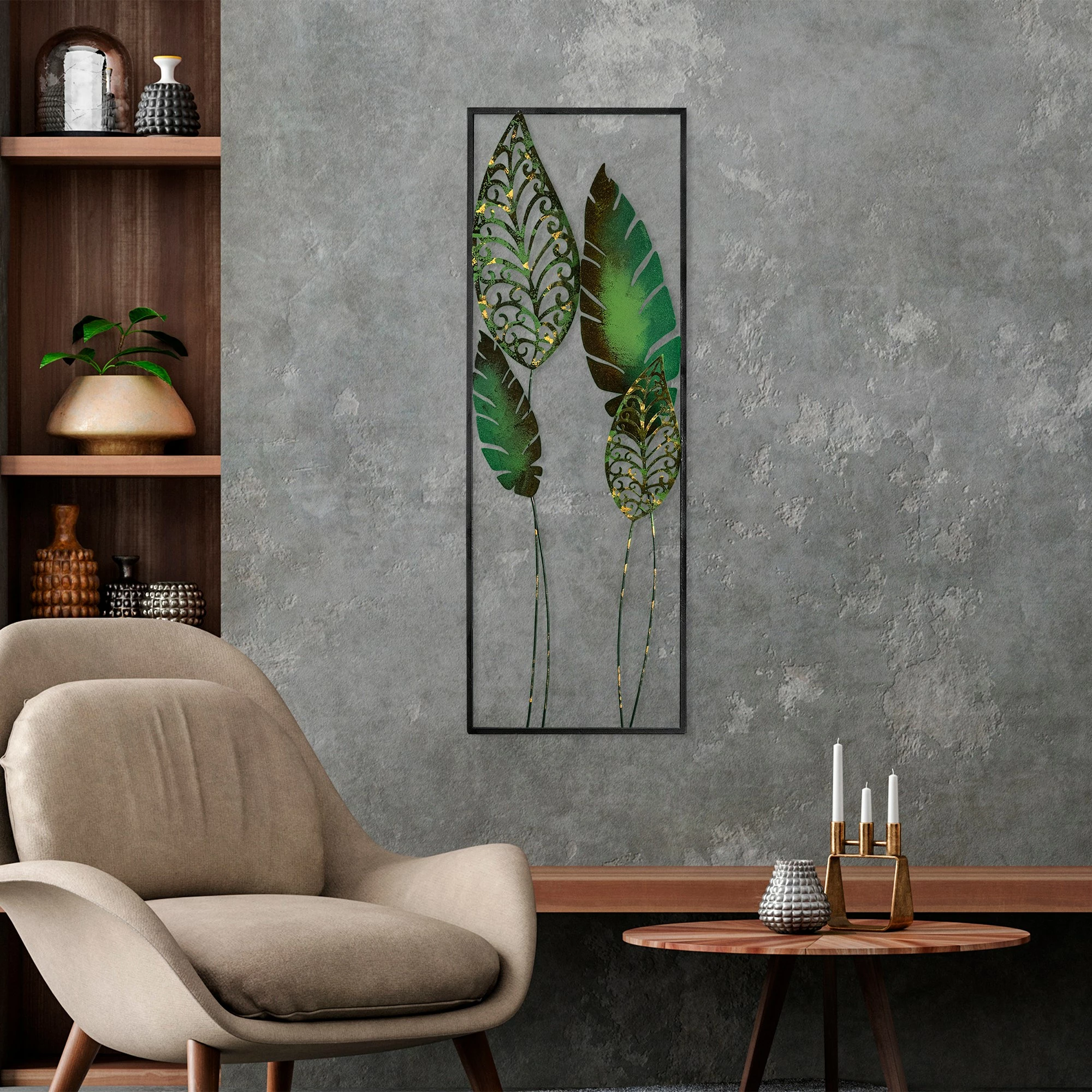 Aksesor dekorativ metalik për mur, Wallity Nezgep 3, shumëngjyrësh, 32x90cm