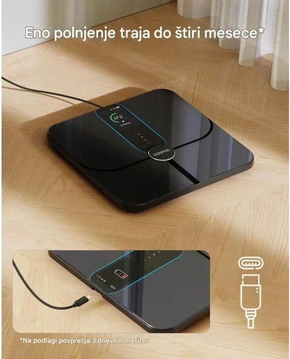 Peshore smart për analizë trupi RENPHO Elis Nova WiFi (PEU-R-A031) 180 kg, WiFi/Bluetooth, ekran 3.5\", e zezë