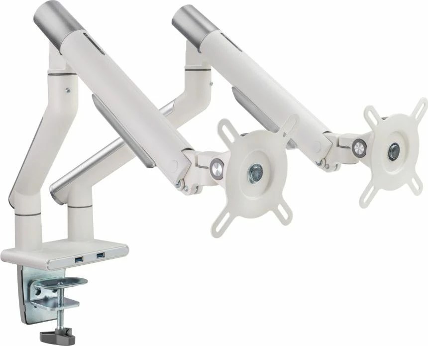 Mbajtëse monitori për tavolinë Art RAMM L-20GD, për 2 monitorë 17\"-32\", VESA 75x75/100x100, deri 9 kg, gas spring, e bardhë