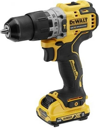 Bormashinë me bateri DeWALT DCD706D2-QW, 12V XR Brushless, 2x2Ah, çak pa çelës 10mm, e verdhë/zezë
