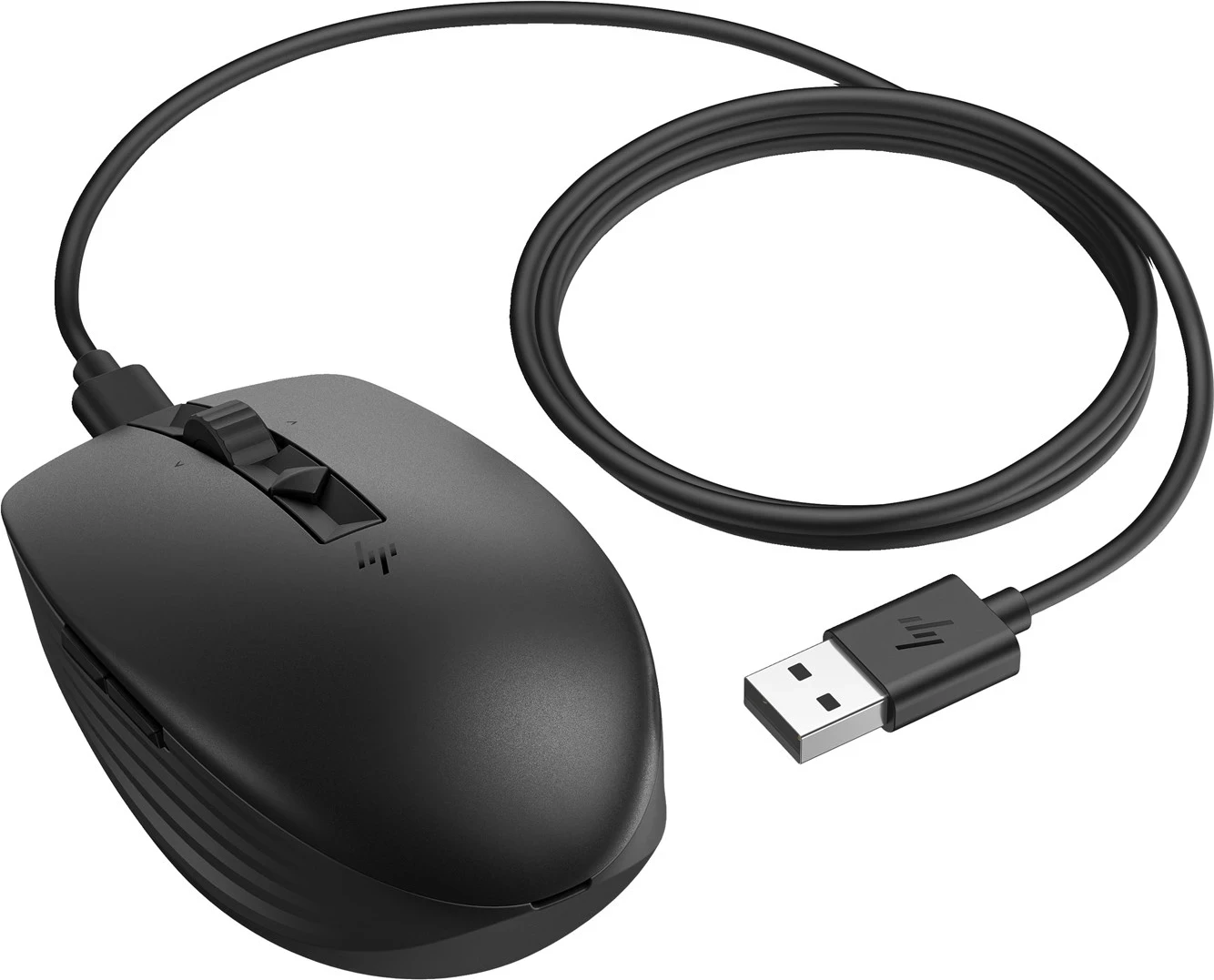 Maus HP 710 i rikarikueshëm, i qetë, i zi
