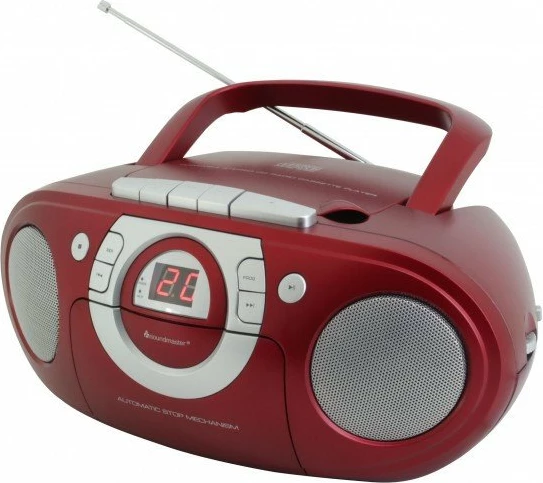Radio boombox Soundmaster SCD5100RO, FM stereo, CD/CD-R/RW, kasetë, AUX-In, 14 W, e kuqe