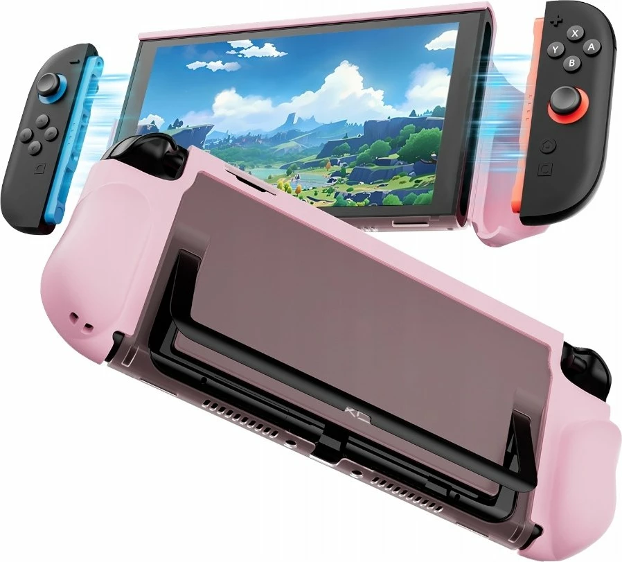Mbështjellës për konzolë Yaxo BUZZARD YAX-GA-CS-18 për Nintendo Switch 2, mbrojtje military-grade, këmbëz palosëse, Neon Pink