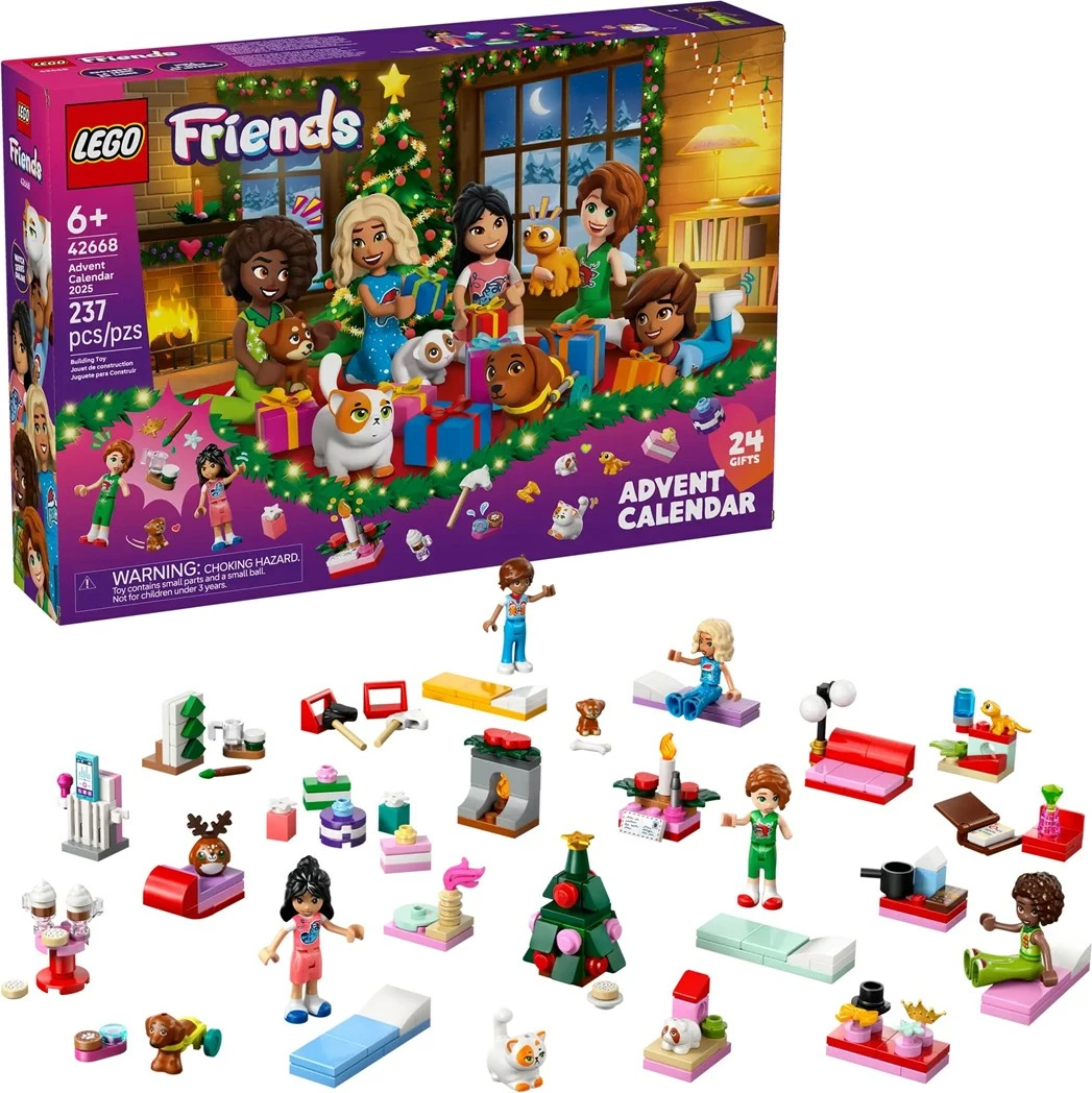 Kalendar adventi LEGO Friends 42668, 237 pjesë, 5 minifigura, për fëmijë, shumëngjyrësh