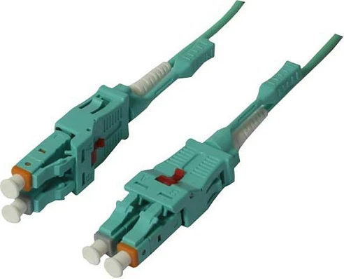 Kabllo fiber optike Synergy21 LWL LC-LC, OM3 50/125, 0.5m, Uniboot Push/Pull, aqua