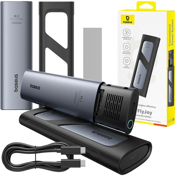 Kasë SSD Baseus FlyJoy B00760600811-01, M.2 NVMe, USB 3.2 Gen2, Gri