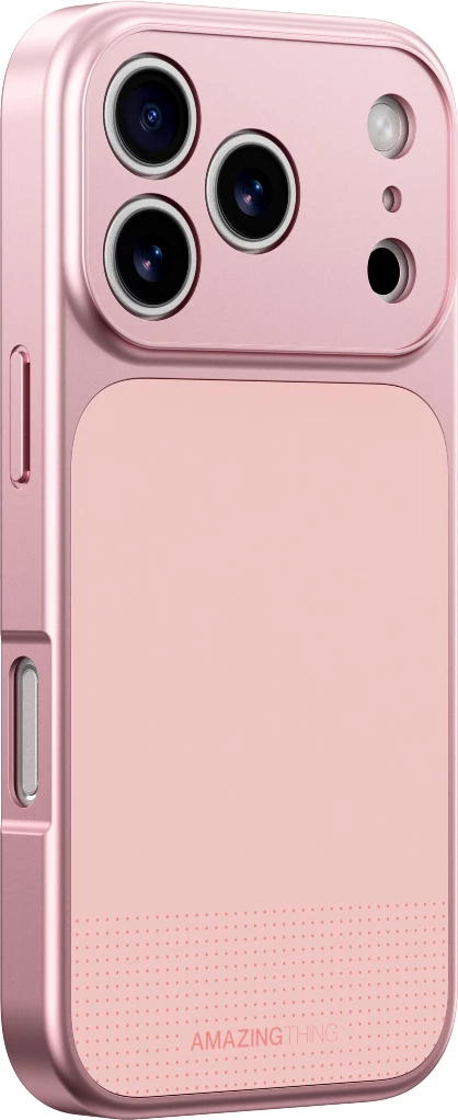 Mbështjellës AmazingThing Minimal Mag Full Cover për iPhone 17 Pro Max, MagSafe, mbrojtje rënie 3 m, nanotitani, rozë