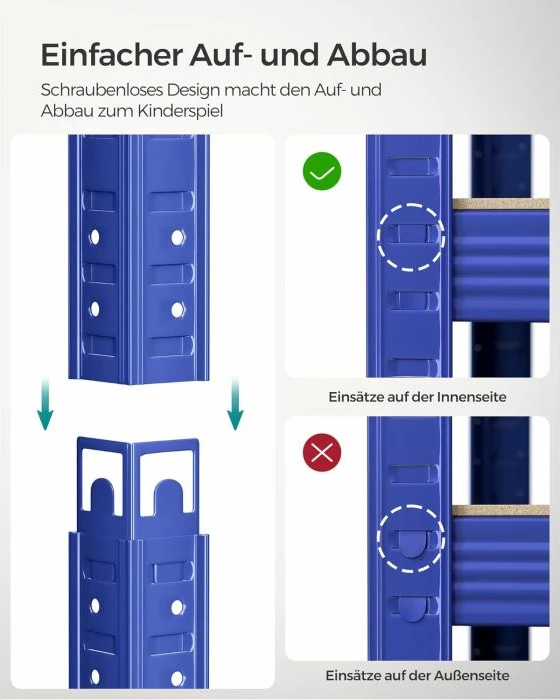 raft metalik SONGMICS GLR050Q01 200x100x50 cm, 5 rafte, 600 kg, kaltër-kafe