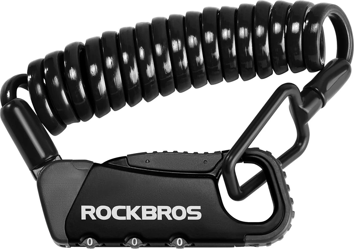 Dryç biçiklete Rockbros RBK6N, kombinim 3-shifror, kabllo spirale 120 cm, i zi