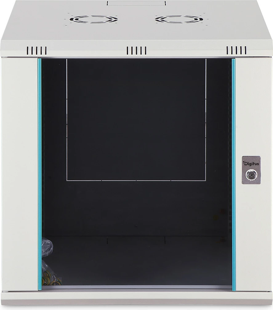 Kabinet rrjeti Digitus Dynamic-N, 12U, 600x600mm, derë xhami, gri e çelët
