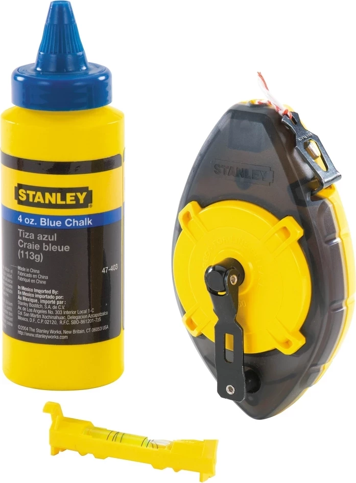 Vrvisë shënimi me shkumës Stanley PowerWinder 0-47-465, 30 m, set (shkumës blu 115 g + plumb bob)